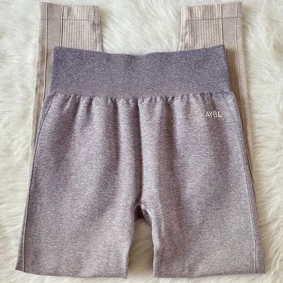 AYBL Pulse Seamless Purple Lilac Ombre Running Gym Workout Leggings Size Medium - Picture 3 of 12